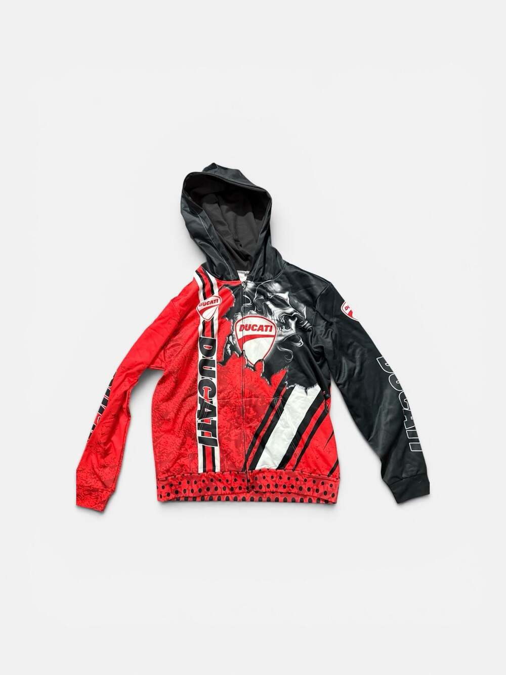 Ducati Corse Skull Print Full-Zip Motorcycle Racing Hoodie